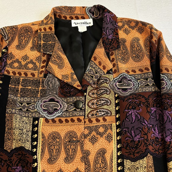 Versailles Shirt Womens Medium Button down Multi-Print Polyester Long Sleeve - Picture 2 of 8